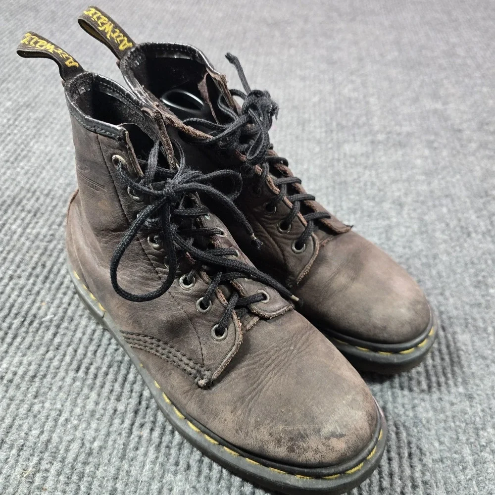Dr. Martens Boots Mens Size 5 Brown Leather Combat Round Toe Made In England